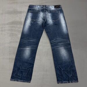 Y2K Sean John Men's Dark Wash Distressed Baggy Jeans Size 40 x 34